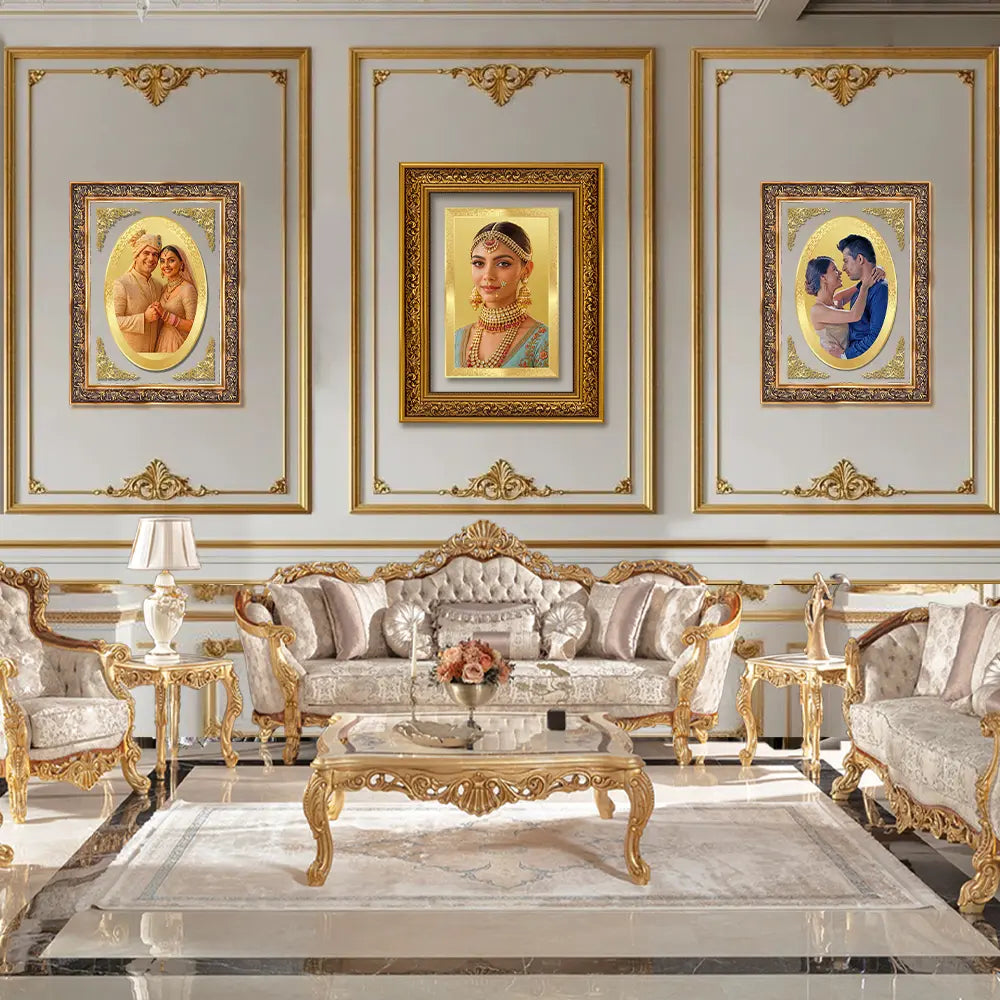 Portrait on Gold | Immortalise Your Opulent Charm Rectangle Photo Frame in 24K Gold