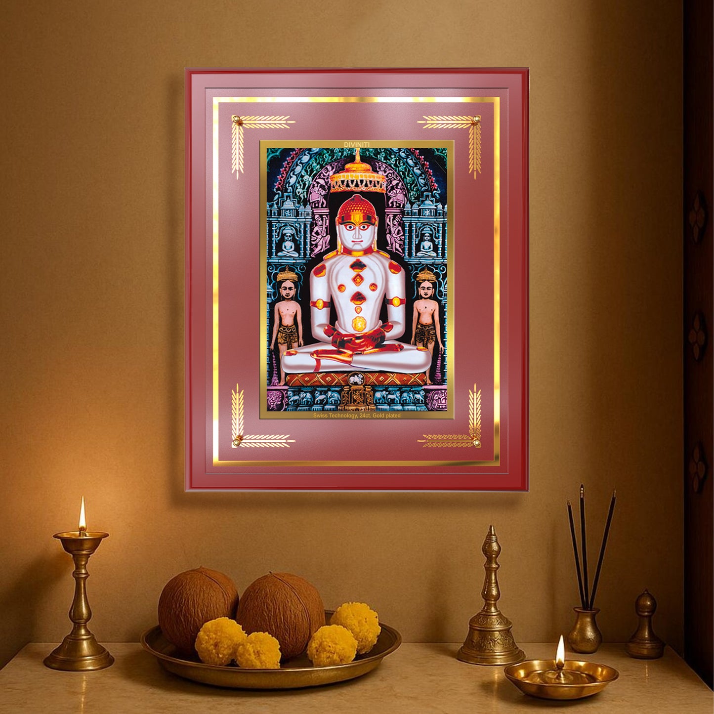 Adinath | Adishwara Tirthankara Rishabhanatha for Wall Mount Photo Frame in 24K Gold Plated Foil
