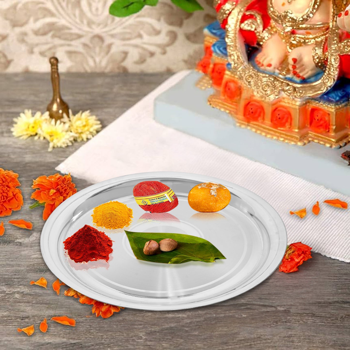925 Pure Silver Thali Exquisite Elegance for Every Occasion for Home & Office Décor, Puja Room Diwali Gift (217g)