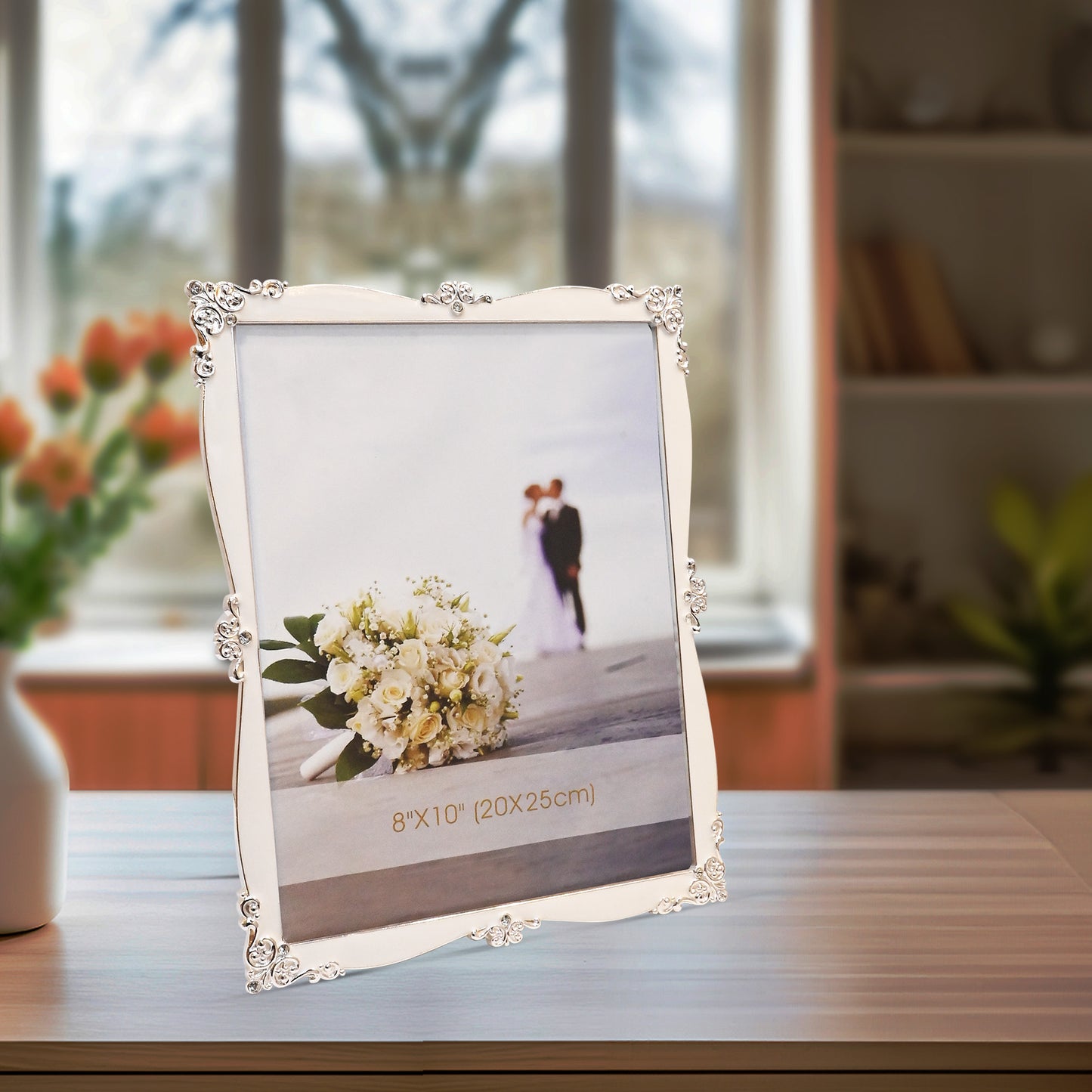 DIVINITI 999 Silver Plated Photo Frame for Luxurious Home Office Décor, Wall Hanging Beautiful Diwali Gift (22.5x27.5 CM)