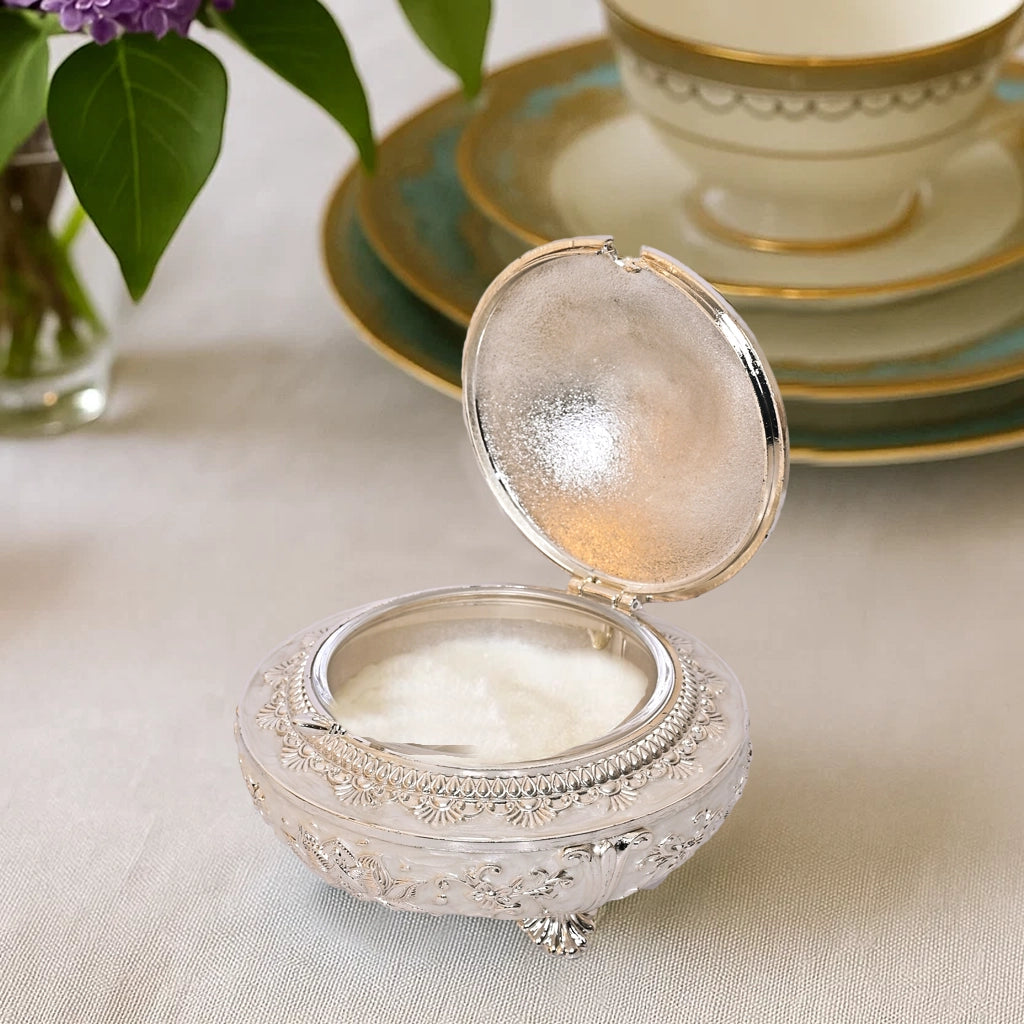 999 Silver Plated Sugar Bowl | Antique Finish Decorative Tabletop White Bowl for Decor and Gifting