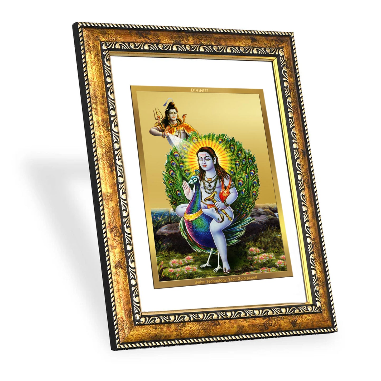 DIVINITI 24K Gold Plated Baba Balak Nath Wall Photo Frame for Home Decor, Wall Hanging, Table Top, Puja Room & Gift DG113S3 (27.6X35.4 CM)