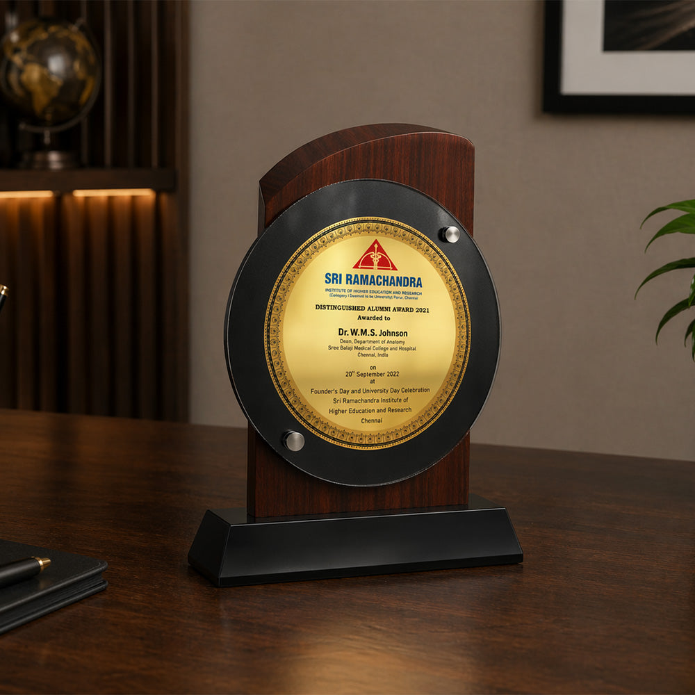 Customized MDF Memento with Matter Printed on 24K Gold Plated Foil | Premium Corporate Gifting Award