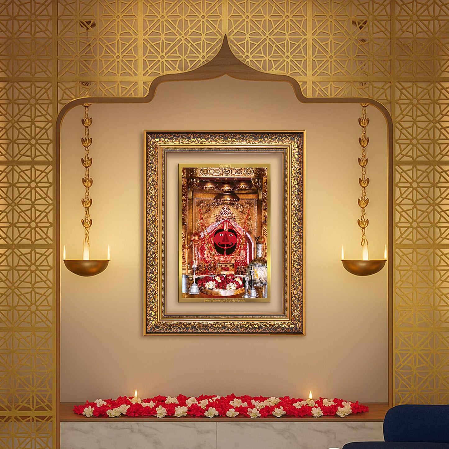 Salasar Balaji | Lord Hanuman of Salasar Dham Wall Mount Photo Frame in 24K Gold Plated Foil