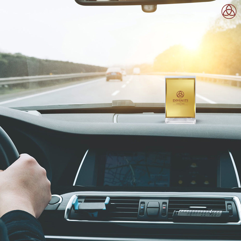 Diviniti Acrylic Personalization Car Dashboard Frame in 24K Gold Plated Foil