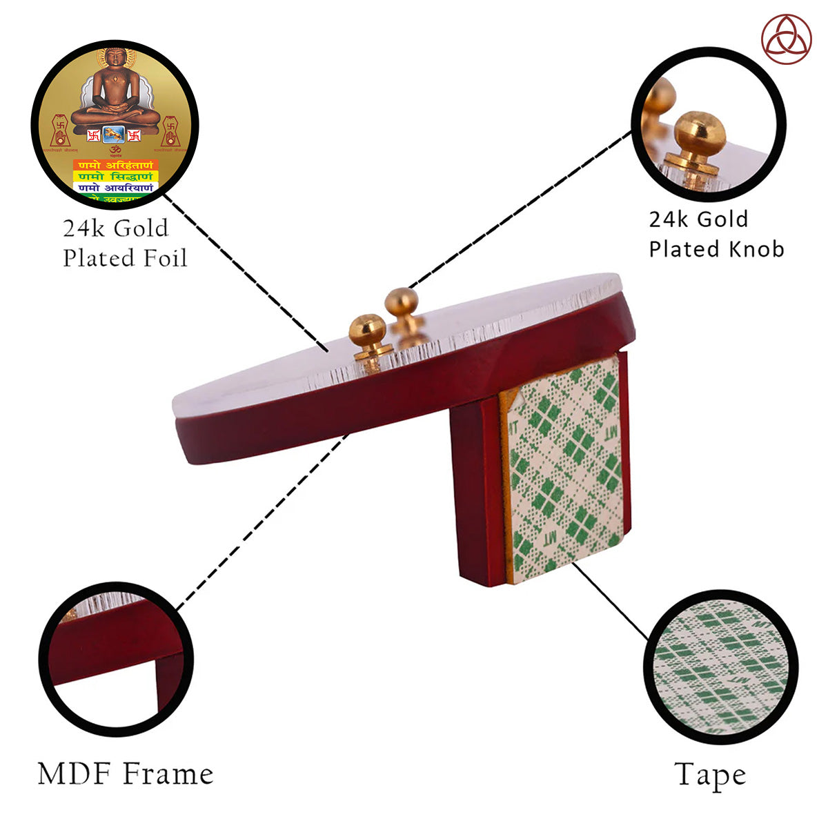 24 Karat Gold Plated Foil Divine Elegant Car Decor Frame
