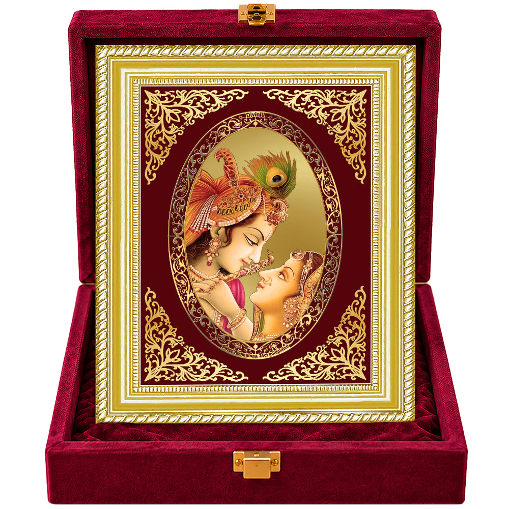 24K Gold-Plated Radha Krishna Frame | Premium Gift Box | 26x20 CM