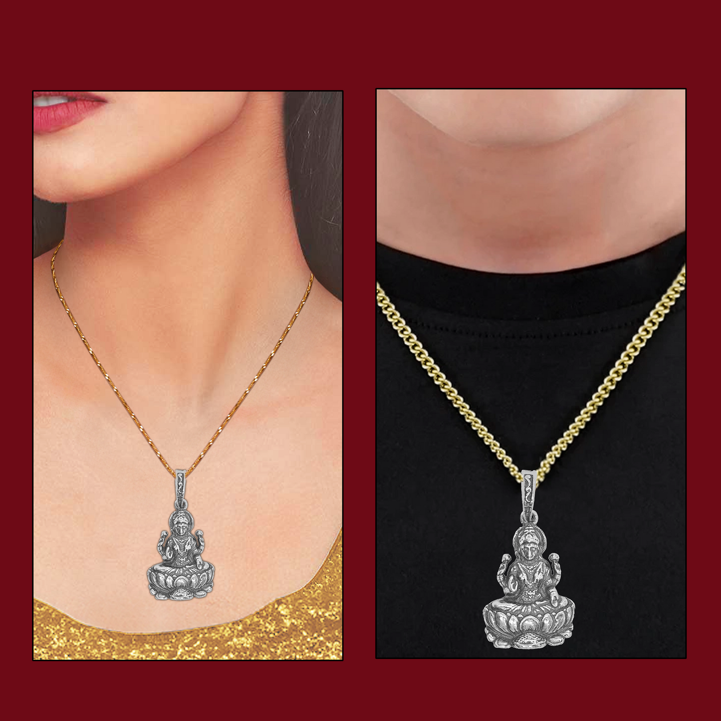 925 Pure Silver Laxmi Pendant for Men, Women & Kids Divine God Pendant for Birthday, Anniversary, Special Occasion Gift (2.3x1.5 CM 6 g)