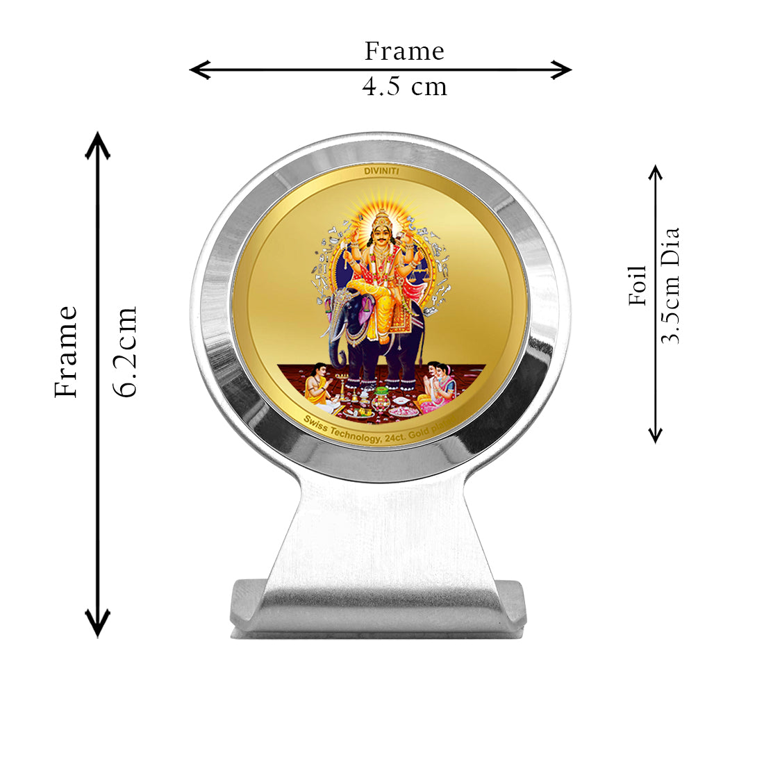 Diviniti 24K Gold Plated Foil Vishwakarma Frame for Car Dashboard, Home Decor, Worship, Tabletop & Festival Gift MCF1CR (6.2x4.5 CM)
