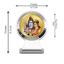 Load image into Gallery viewer, Diviniti 24K Gold Plated Shiva Parvati Frame For Car Dashboard, Home Decor, Table Top &amp; Puja (6.2 x 4.5 CM)

