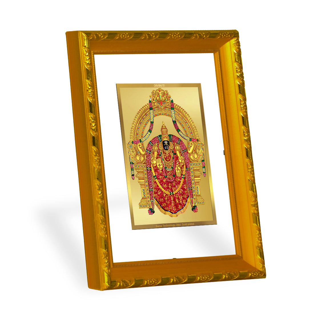 DIVINITI 24K Gold Plated Foil Padmavathi Photo Frame for Home Wall Decor, Workshop, Table Top, Gift|DG103 Size 2 (22.6x18.4 CM)