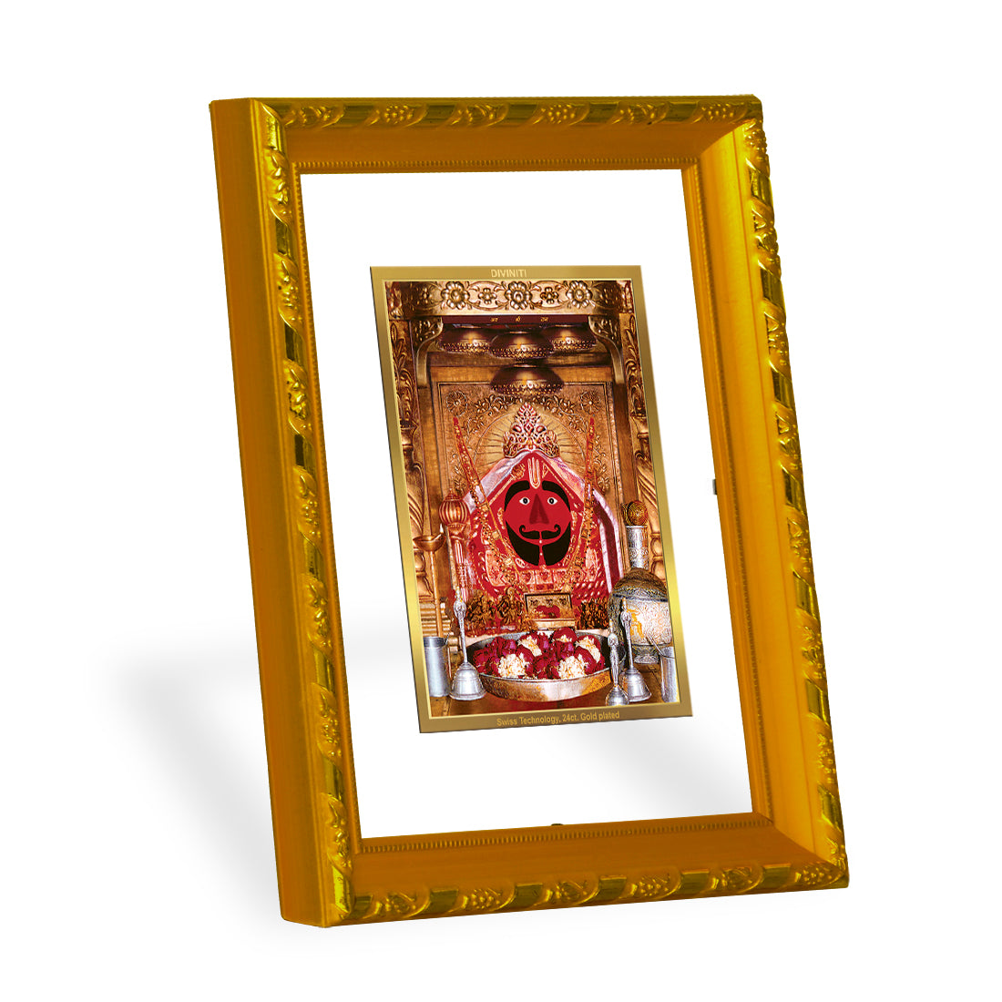 DIVINITI 24K Gold Plated Foil Salasar Balaji Photo Frame for Home Decor, Puja Room, Table Top, Wall Hanging, Workshop, Gift|DG103 Size 2 (22.6x18.4 CM)