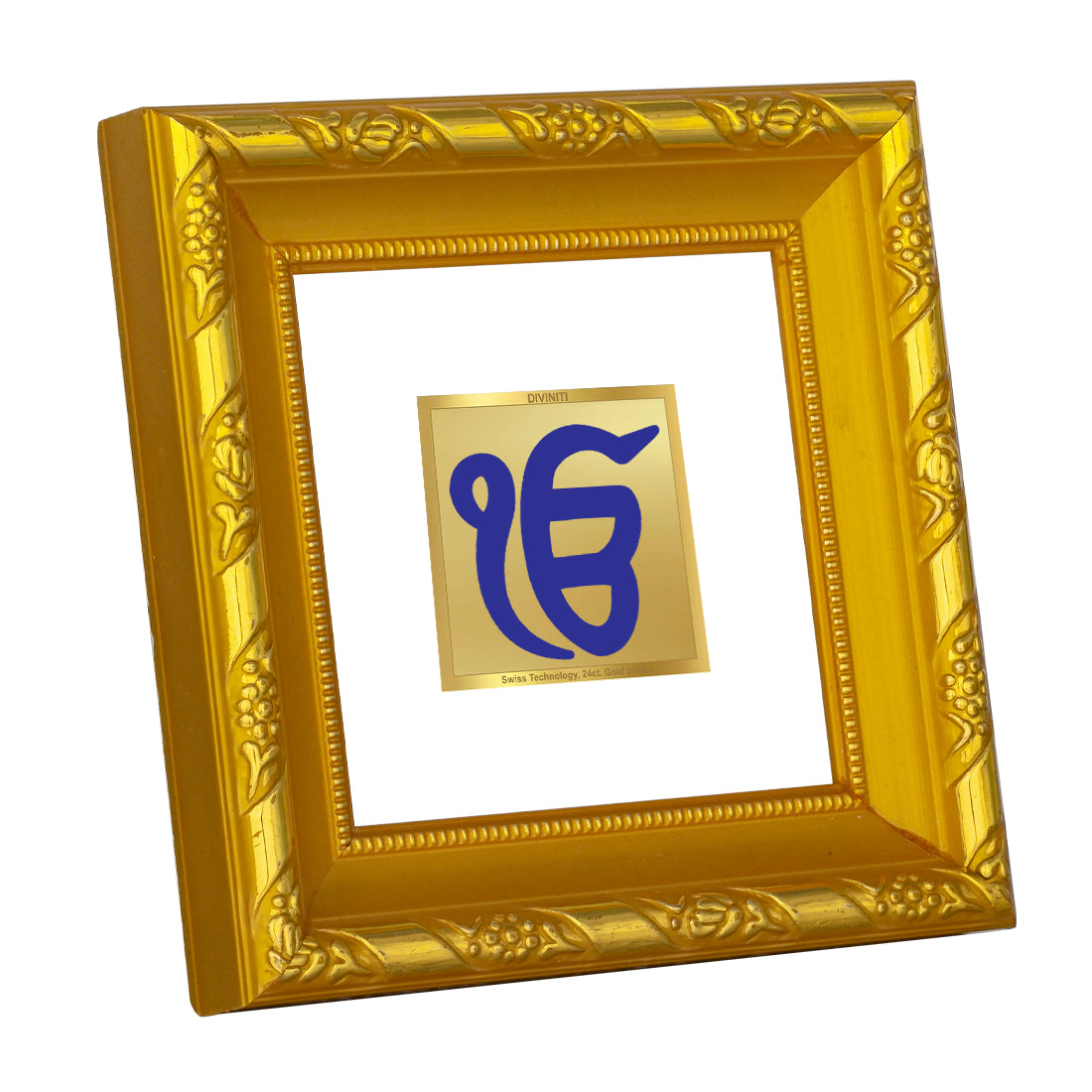 DIVINITI 24K Gold Plated Foil Ik Onkar Photo Frame for Workshop, Wall Hanging, Home Decor, Table Top, Gifts|DG103S1A (10x10 CM)