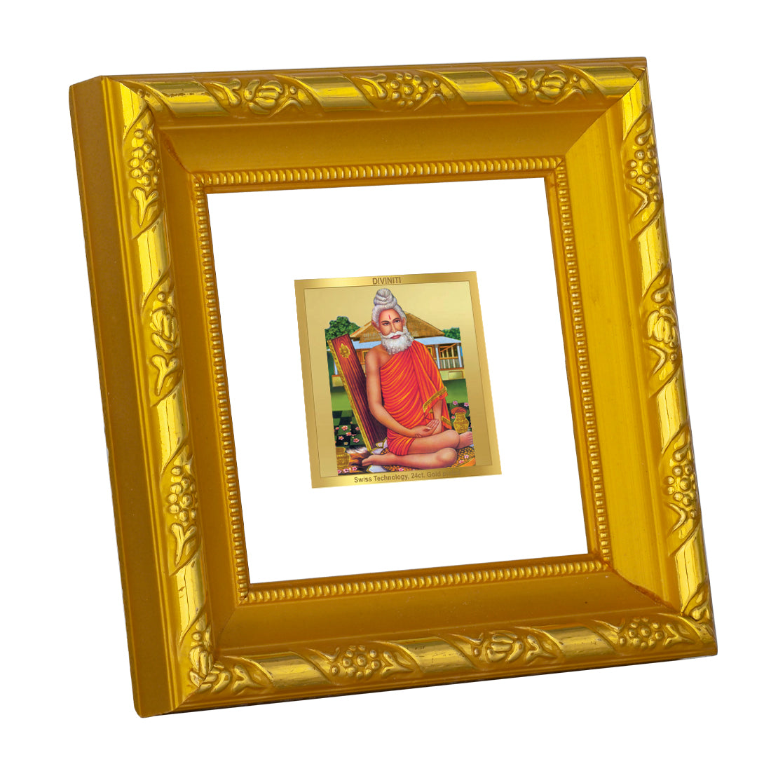 DIVINITI 24K Gold Plated Foil Baba Lokenath Luxurious Wall Photo Frame Idol for Workshop, Home & Office Decor, Table Top, Premium Gifts|DG103S1A (10x10 CM)