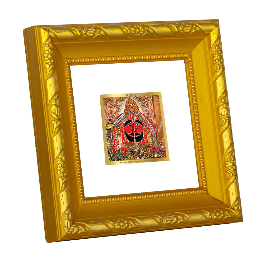 DIVINITI 24K Gold Plated Salasar Balaji Wall Photo Frame Idol for Table Top, Home Decor, Workshop, Puja Room, Premium Gifts | DG103S1A (10x10 CM)