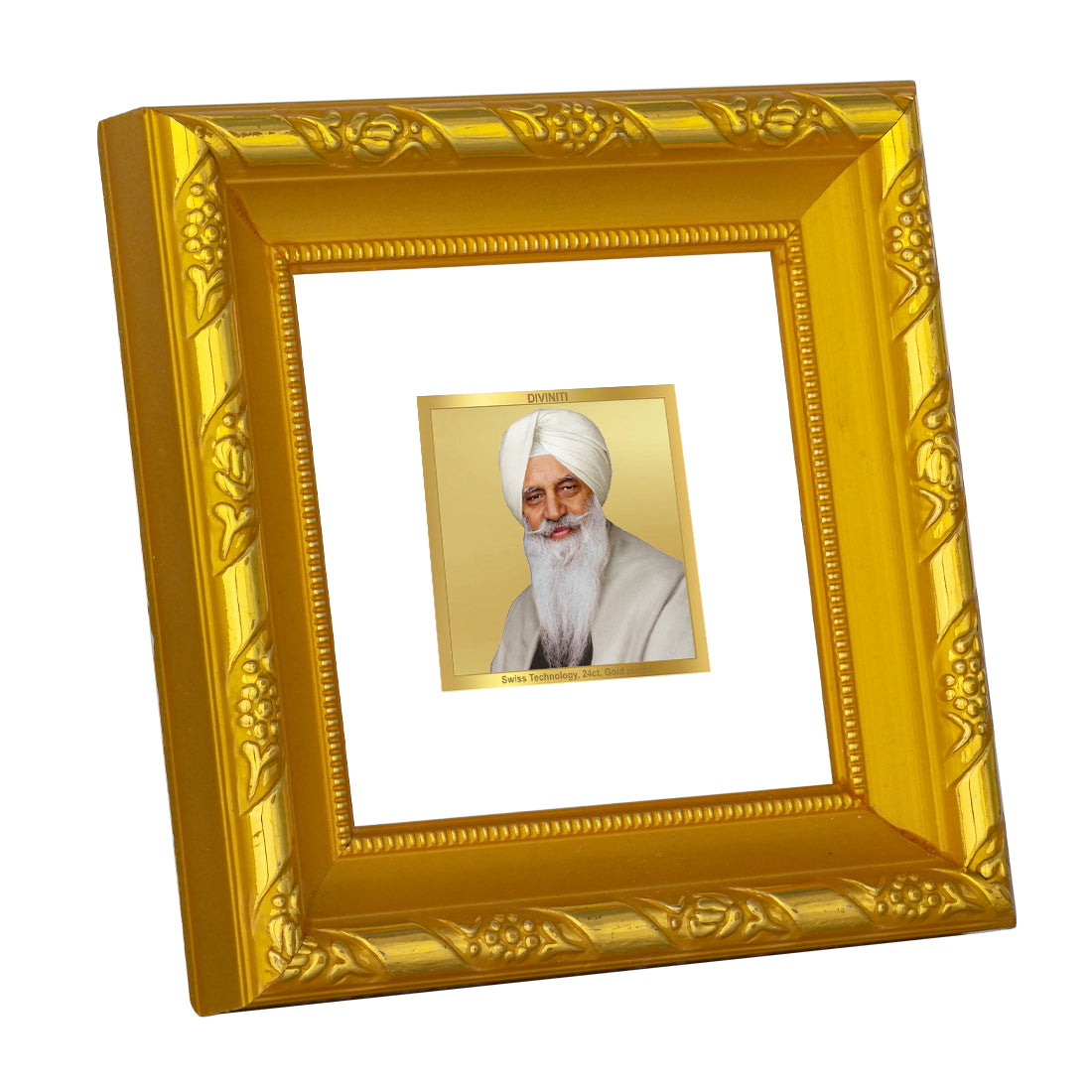 DIVINITI 24K Gold Plated Foil Radha Swami Modern Photo Frame Idol for Table Top, Home Decor, Workshop, Premium Gifts | DG103S1A (10x10 CM)