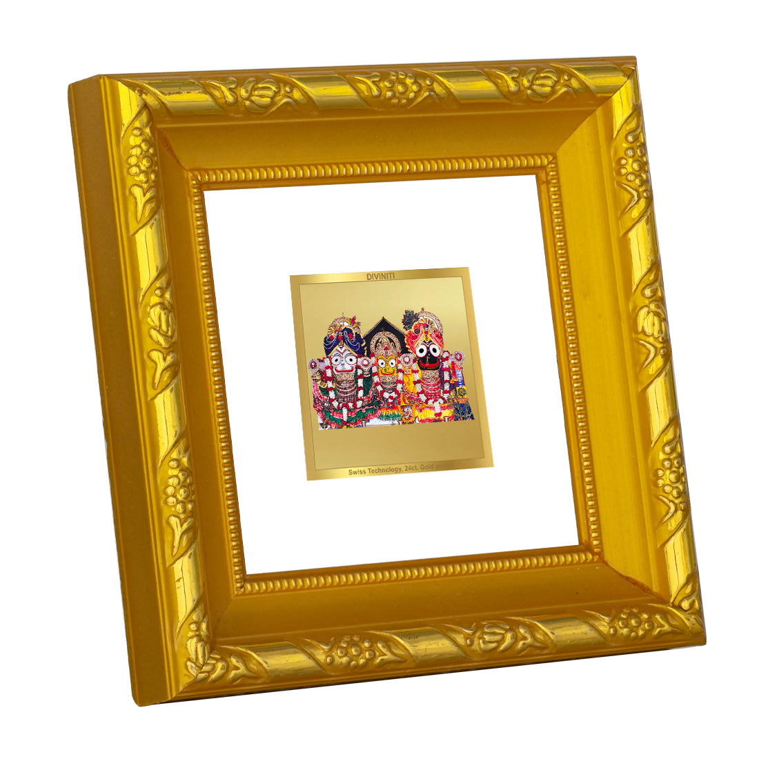 DIVINITI 24K Gold Plated Foil Lord Jagannath Wall Photo Frame for Workshop, Home Decor, Table Top, Gifts|DG103S1A (10x10 CM)