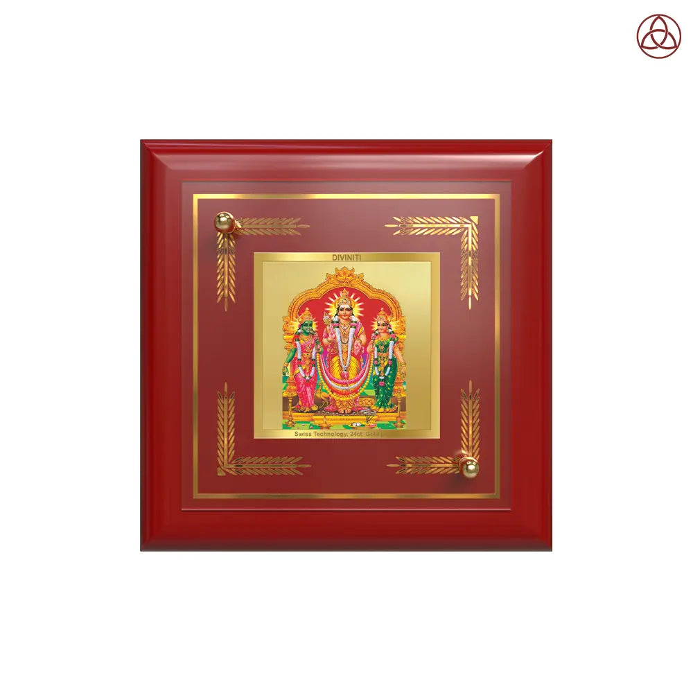 Lord Murugan with Valli | Divine Union Tabletop Frame in 24K Gold Plated Foil