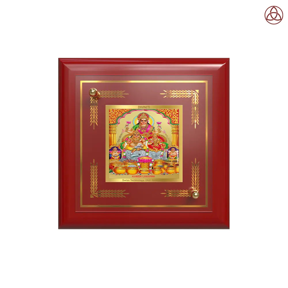 Lakshmi Kuber | Divine Wealth Duo Tabletop Frame in 24K Gold Plated Foil