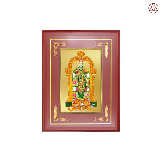 Goddess Meenakshi | Divine Warrior Goddess of Madurai Wall Photo Frame in 24K Gold Plated Foil