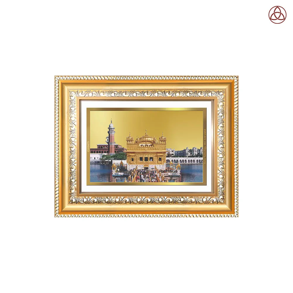 Sachkhand Shri Darbar Sahib -Golden Temple | Sacred Sikh Shrine Wall & Tabletop Photo Frame in 24K Gold Plated Foil