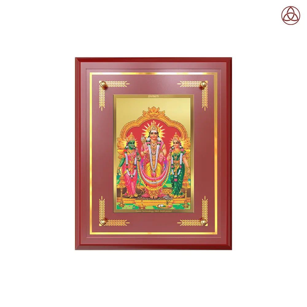 Lord Murugan with Valli | Divine Union Wall & Tabletop Photo Frame in 24K Gold Plated Foil