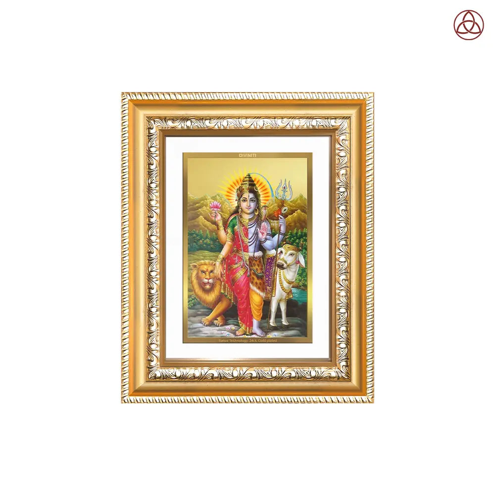 Ardhnarishwara | Naranari | Ammaiyappan Ardhanarinateshvara for Wall & Tabletop Photo Frame in 24K Gold Plated Foil