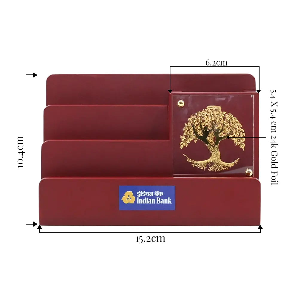 Customized MDF Pen Holder With 24K Gold Plated Tree of Life Foil For Home & Office