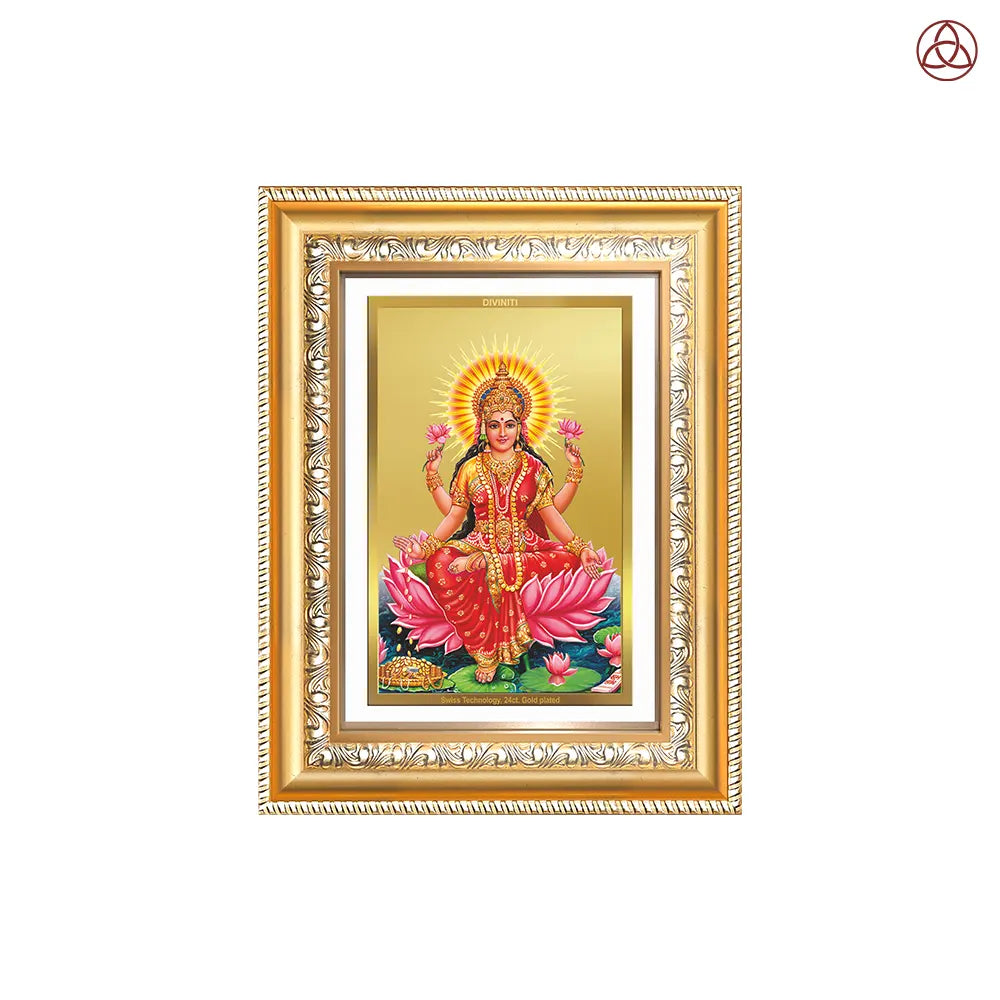Goddess Lakshmi | Devi of Wealth & Prosperity Wall & Tabletop Photo Frame in 24K Gold Plated Foil