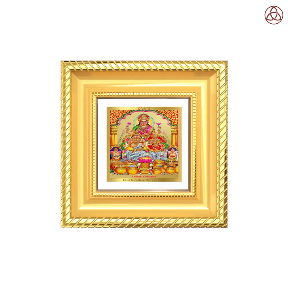 Lakshmi Kuber | Divine Wealth Duo Tabletop Frame in 24K Gold Plated Foil