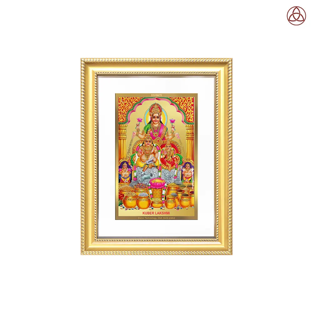Lakshmi Kuber | Divine Wealth Duo Wall Photo Frame in 24K Gold Plated Foil