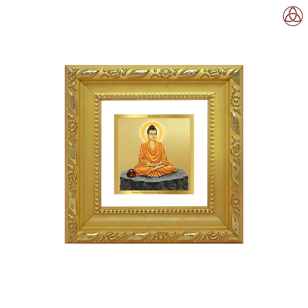 Lord Buddha| Meditation Tabletop Frame in 24K Gold Plated Foil