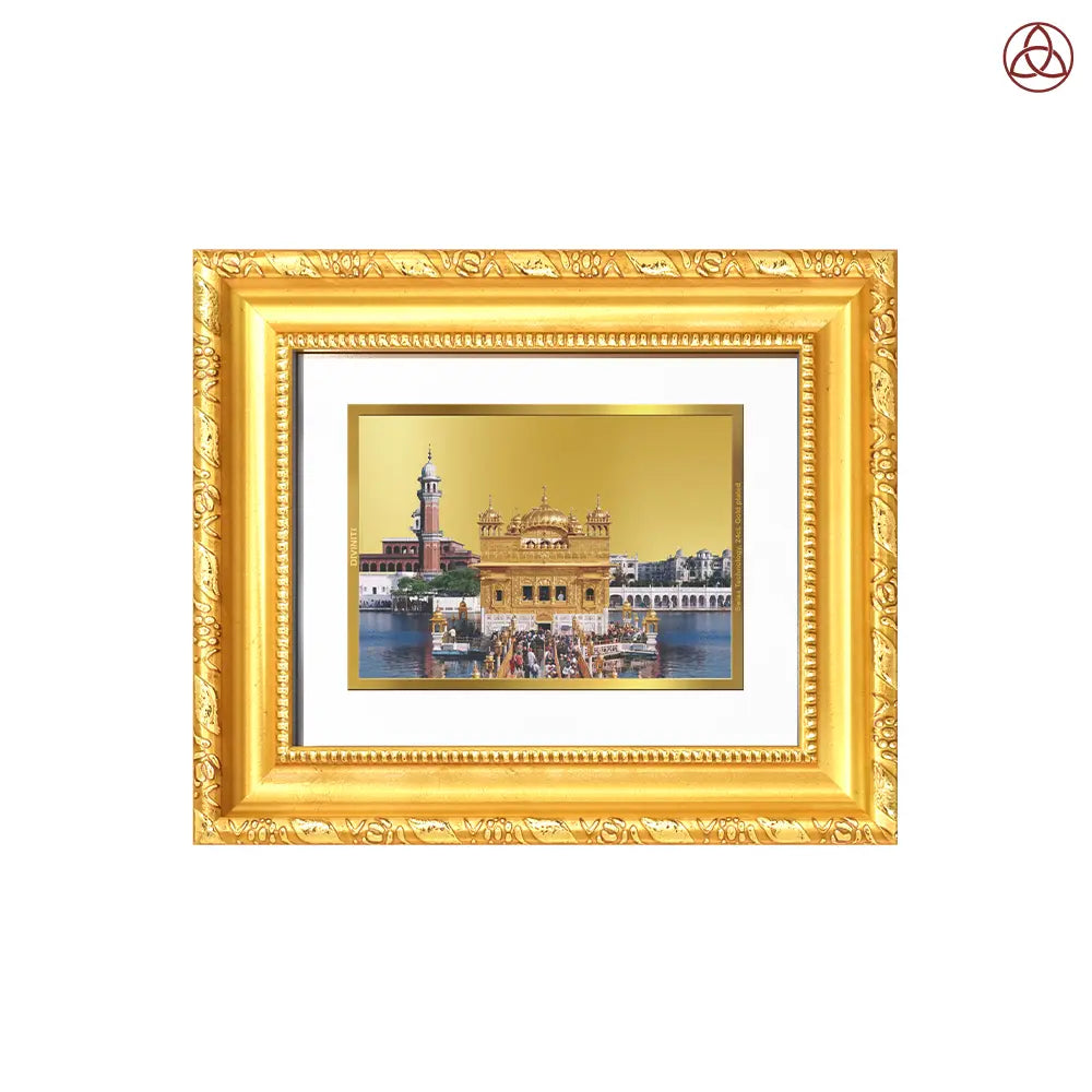 Sachkhand Shri Darbar Sahib Golden Temple | Sacred Sikh Shrine Wall Hanging & Tabletop Frame in 24K Gold Plated Foil