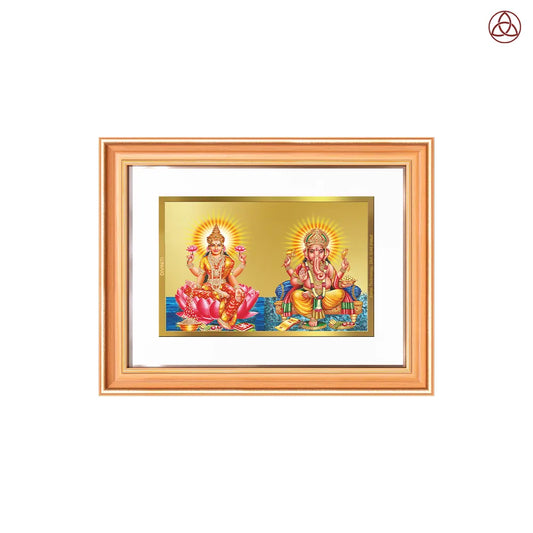 Lakshmi & Ganesh | Divine Prosperity Duo Wall Photo Frame in 24K Gold Plated Foil
