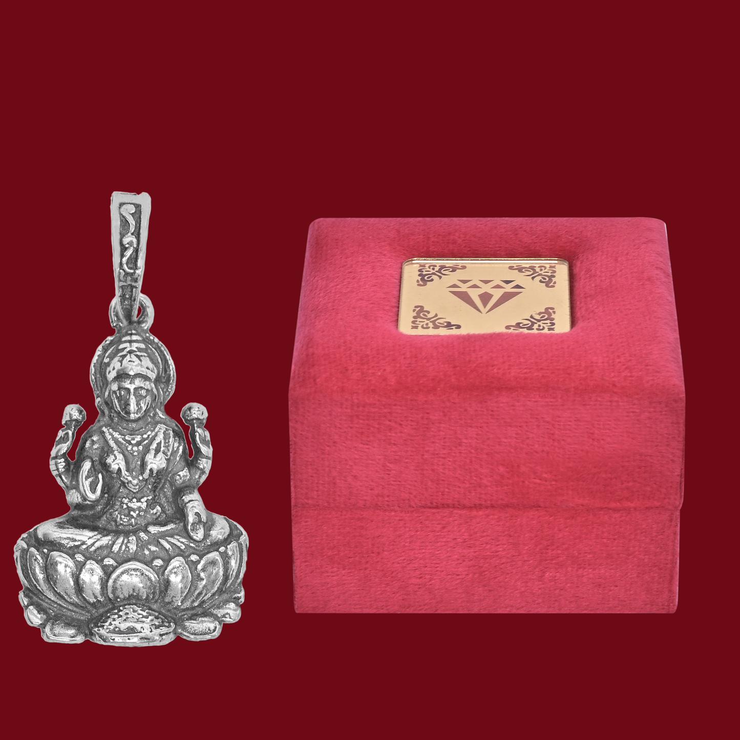 925 Pure Silver Laxmi Pendant for Men, Women & Kids Divine God Pendant for Birthday, Anniversary, Special Occasion Gift (2.3x1.5 CM 6 g)