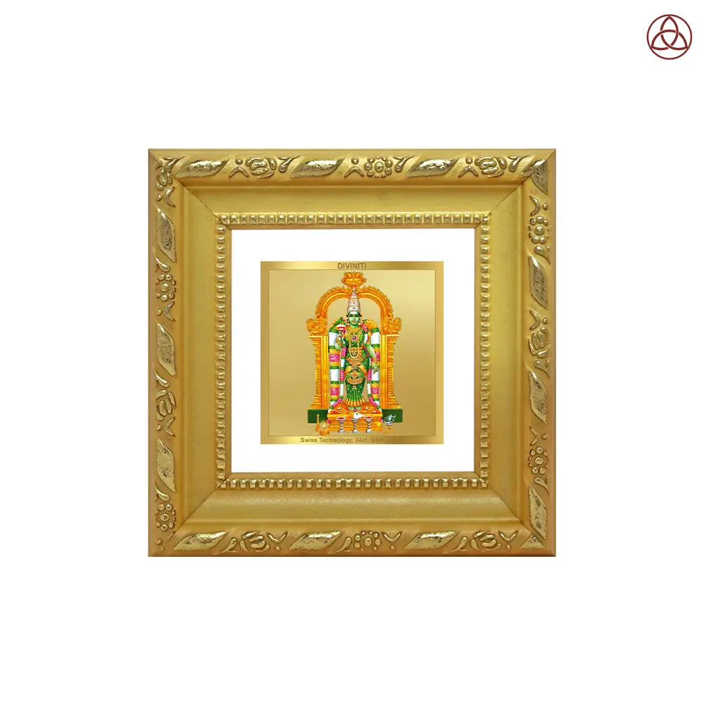 Goddess Meenakshi | Divine Warrior Goddess of Madurai Tabletop Frame in 24K Gold Plated Foil