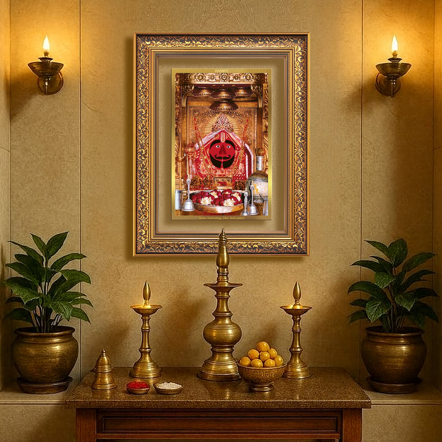 Salasar Balaji | Lord Hanuman of Salasar Dham Wall Mount Photo Frame in 24K Gold Plated Foil