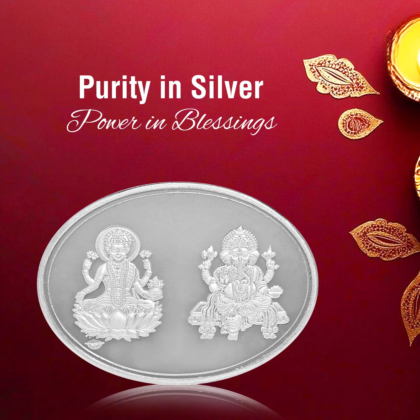 Pure Silver Coin Featuring Laxmi Ganesh with Swastik A Majestic Symbol of Wealth and Blessings for Home & Office Décor, Puja Room Diwali Gift (100g)