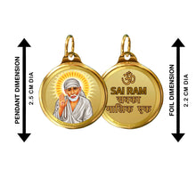 Load image into Gallery viewer, Diviniti 24K Double sided Gold Plated Pendant  SAI BABA &amp; OM|22 MM Flip Coin (1 PCS)
