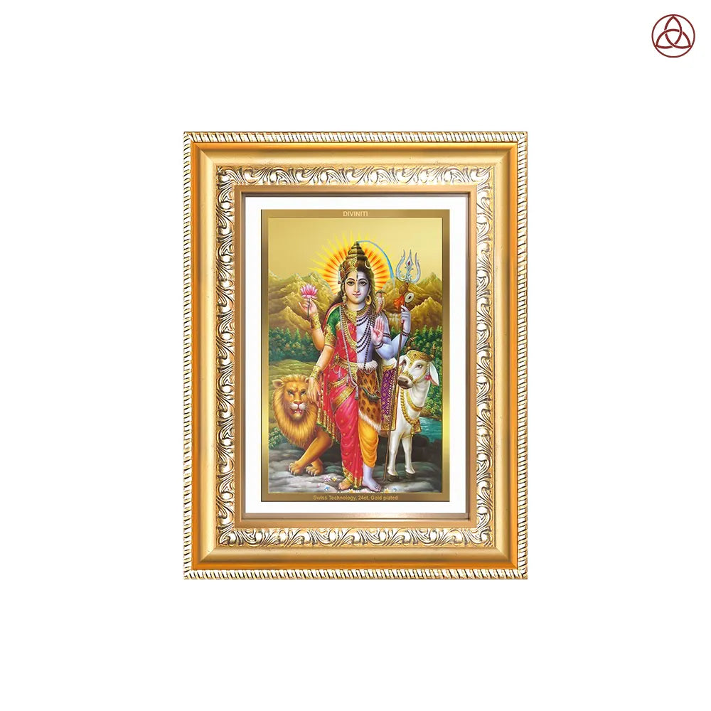 Ardhnarishwara | Naranari | Ammaiyappan Ardhanarinateshvara for Wall & Tabletop Photo Frame in 24K Gold Plated Foil