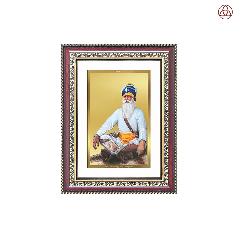 Baba Deep Singh Ji | Nihang Sikh and Martyr Wall & Tabletop Photo Frame in 24K Gold Plated Foil