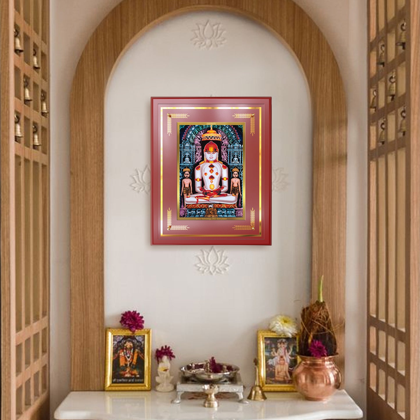 Adinath | Adishwara Tirthankara Rishabhanatha for Wall Mount Photo Frame in 24K Gold Plated Foil