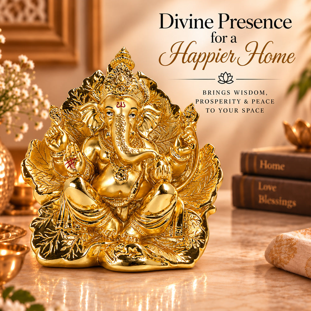 24K Gold-Plated Lord Ganesha Idol | Premium Gift Box | 17x17 CM