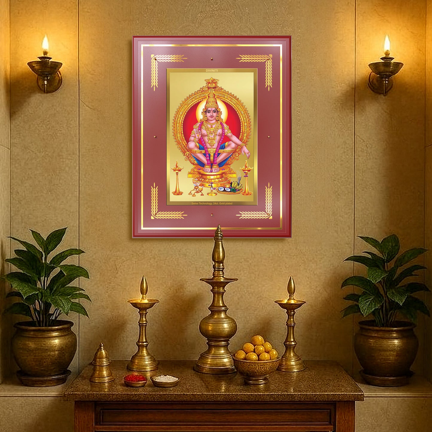 Lord Ayyappan | Hariharan for Wall Mount Photo Frame in 24K Gold Plated Foil