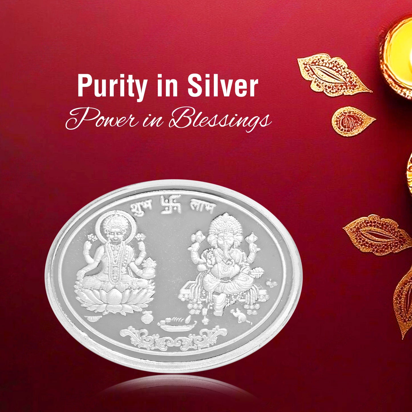 Pure Silver Coin Laxmi Ganesh with Swastik A Blessing of Prosperity and Good Fortune for Home & Office Décor, Puja Room Diwali Gift (10g)