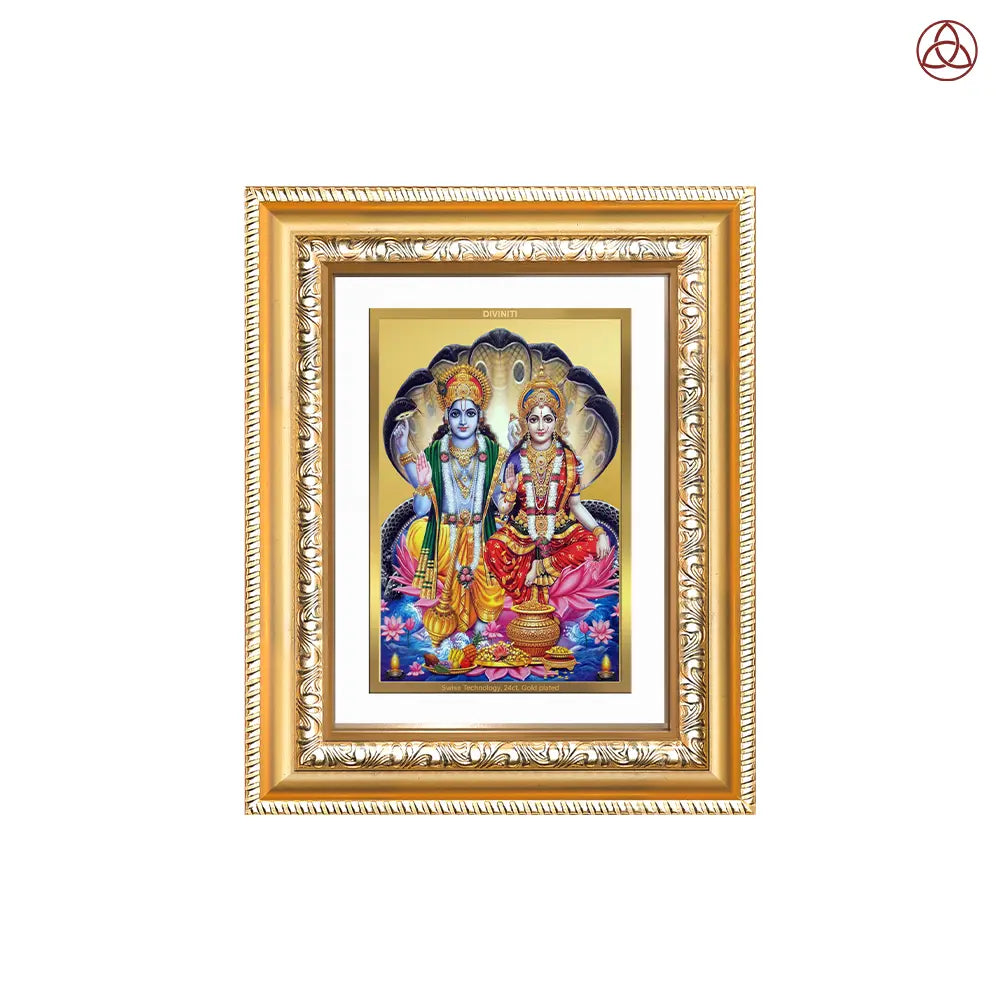 Lakshmi Vishnu | Divine Consort Wall & Tabletop Photo Frame in 24K Gold Plated Foil