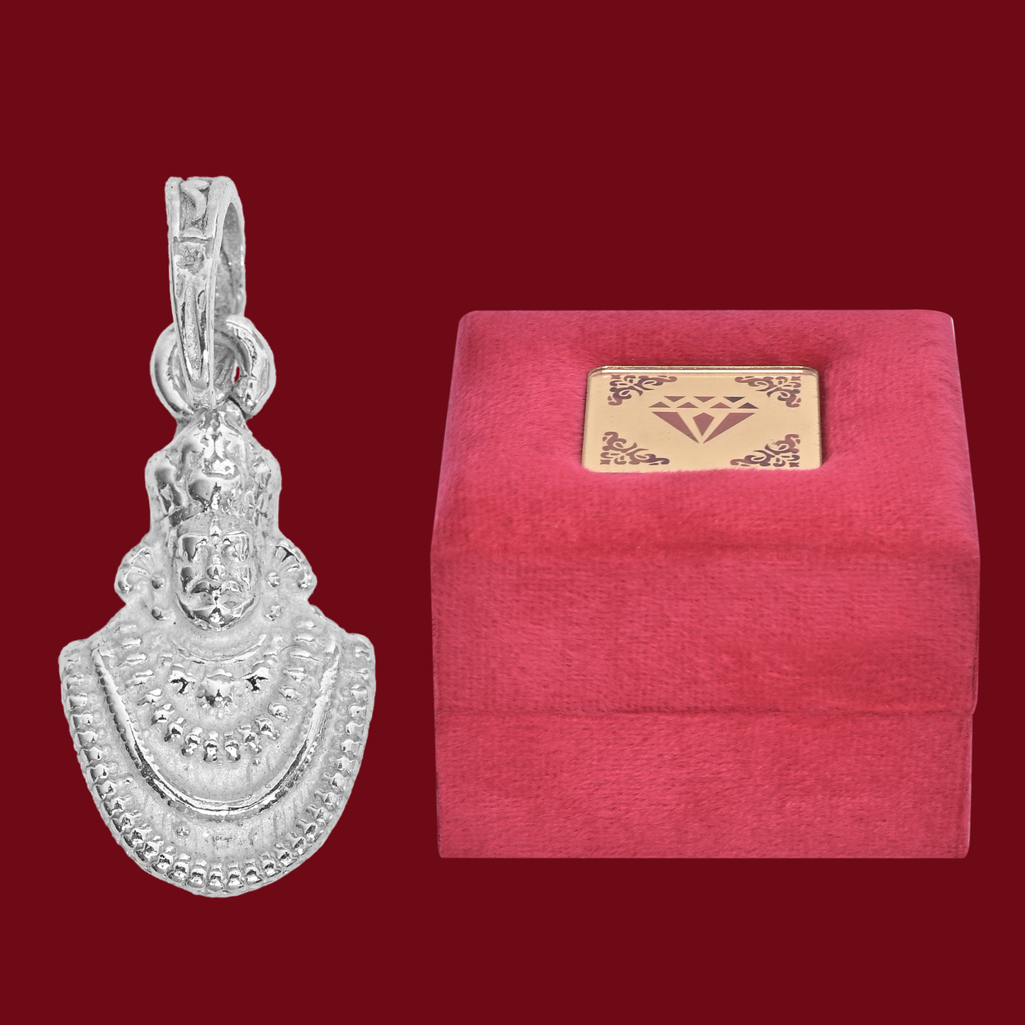 DIVINITI 925 Pure Silver Khatu Shyam Pendant for Men, Women & Kids Divine God Pendant for Birthday, Anniversary, Special Occasion Gift (1.8x1.1 CM 4 g)