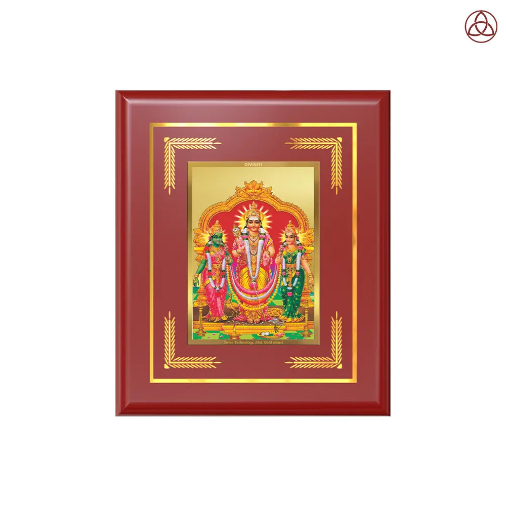 Lord Murugan with Valli | Divine Union Wall & Tabletop Photo Frame in 24K Gold Plated Foil