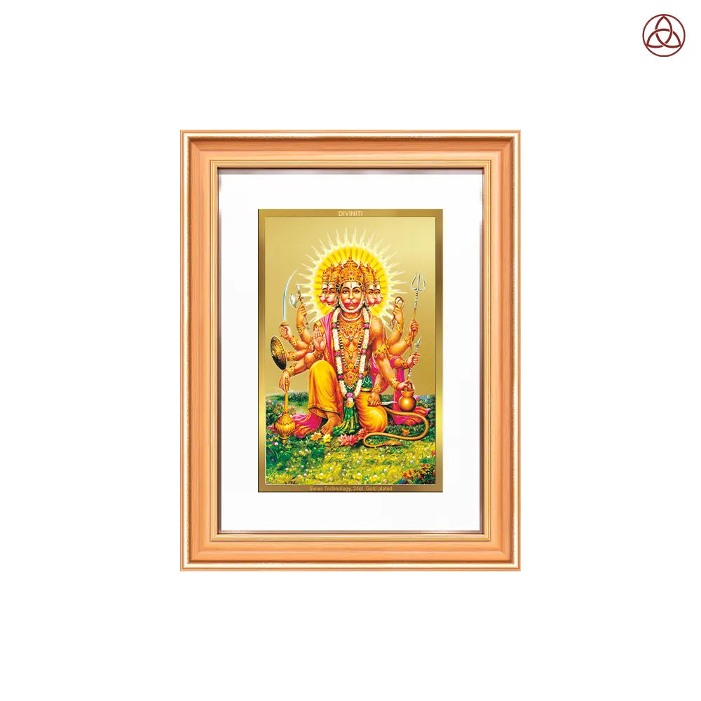 Panchmukhi Hanuman | Five-Faced Hanuman Wall Photo Frame in 24K Gold Plated Foil