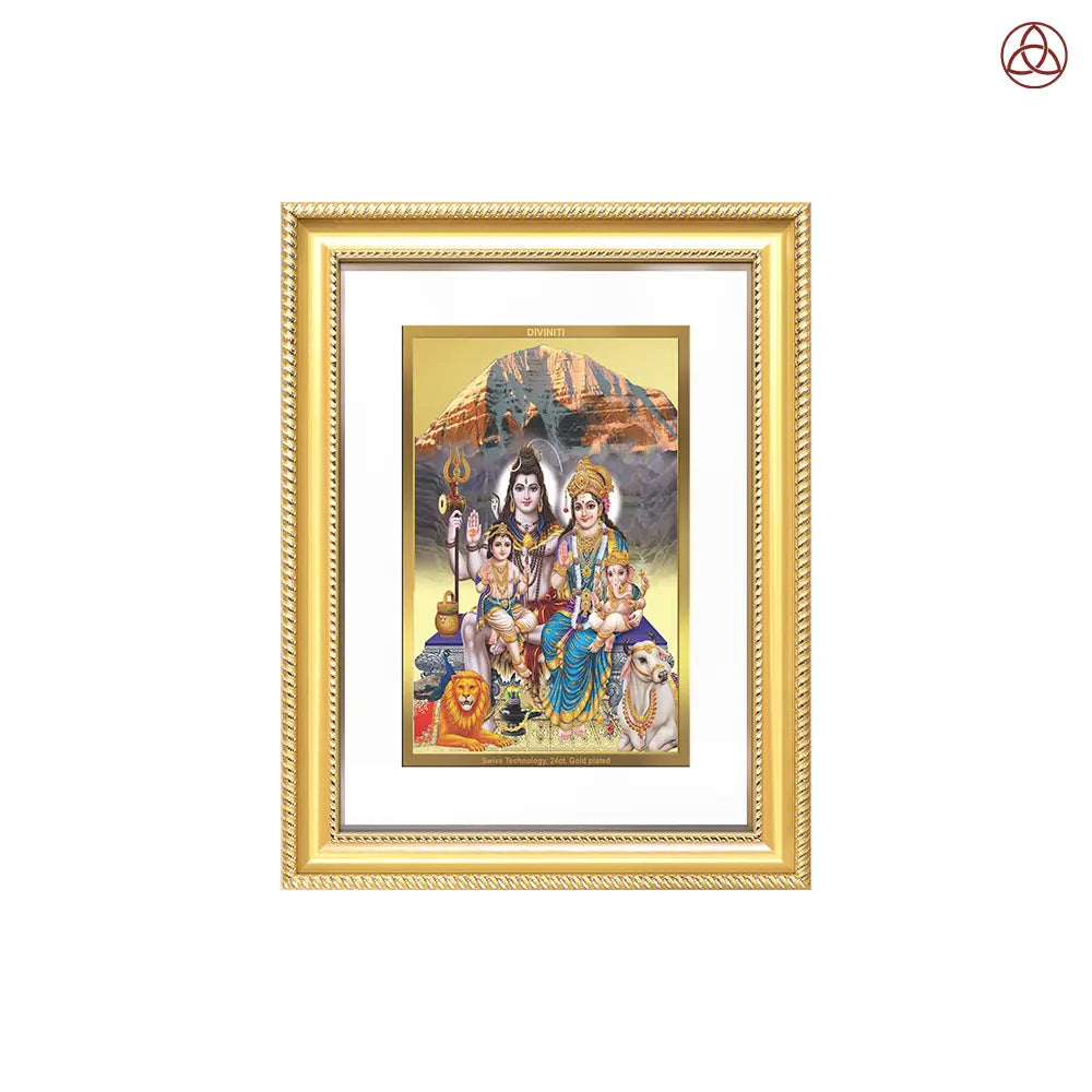 Shiva Parivar | Divine Family of Lord Shiva Wall Photo Frame in 24K Gold Plated Foil